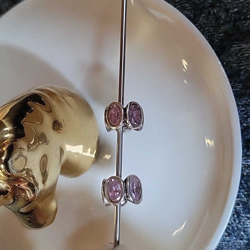 2 Pandora Oval Pink CZ Charms